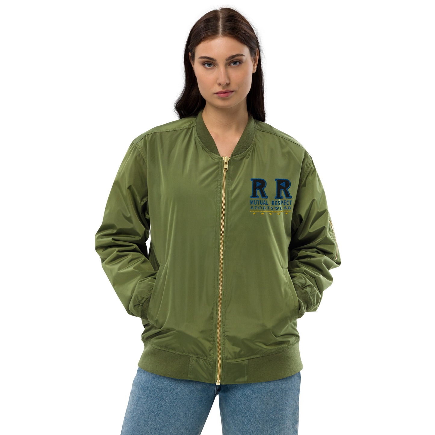 Navy Green Embroidered Premium bomber jacket